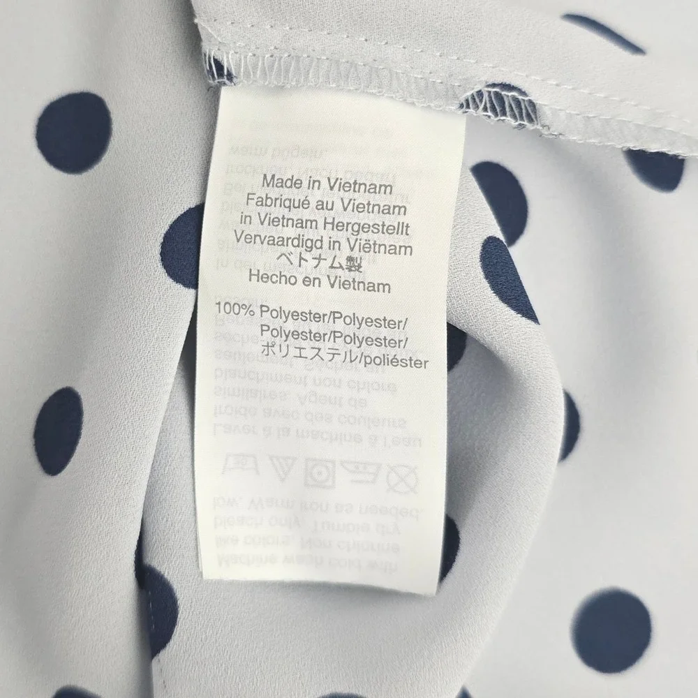 J. Crew Crew Button Neck Polka Dots‎ Sleeveless Light Blue Top XS